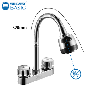 ก๊อกน้ำอ่างล้างหน้า SOLVEX 4 นิ้ว รุ่น Eco-Flow <span class=keywords><strong>Duet</strong></span> แบบหมุนได้ 360 องศา ตัวก๊อกทำจากโลหะผสมสังกะสีที่ทนทาน พร้อมไส้กรองพลาสติก  แบบก้านโยกเดี่ยว - Product Image 1