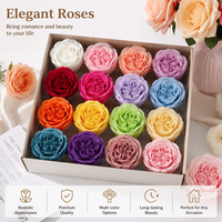 16 pièces/boîte Têtes de roses en savon ultra-réalistes, fleurs artificielles au toucher naturel, pour bouquet de mariage du Nouvel An, décoration intérieure, style européen, DIY