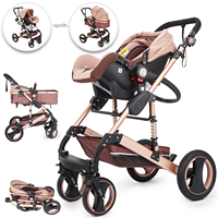 Poussette bébé 3-en-1 en coton de haute qualité Landau multifonctionnel compact léger avec ensemble de sièges de voiture Conception de paysage élevée