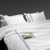Ensemble de literie d'hôtel 4 pièces, drap de lit blanc épaissi 100% coton, housse de couette, luxe pour maison d'hôtes, norme OEKO-TEX 100