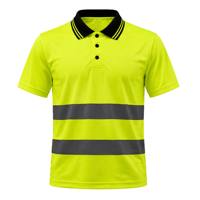 Polo haute visibilité à manches courtes vert fluorescent respirant à séchage rapide pour la construction et les travaux extérieurs estivaux