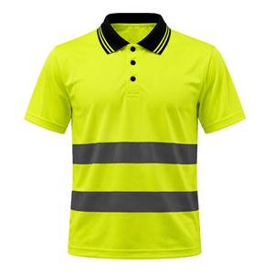 Polo ad Alta Visibilità a Maniche Corte Verde Fluorescente Traspirante ad Asciugatura Rapida per Edilizia e Lavori Estivi all'Aperto - Product Image 3