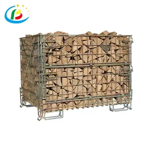 Factory Folding Mesh Foldable Storage Pallet Cages Box Zinc Metal Stackable Most Popular Wire Container Warehouse