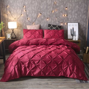 Nouvelle arrivée 3 pièces ensemble <span class=keywords><strong>de</strong></span> housse <span class=keywords><strong>de</strong></span> couette blanc solide avec imprimé tirant fleur artisanat couleur unie literie - Product Image 5