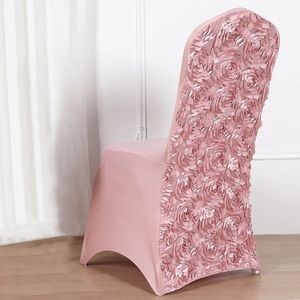Wholesale spandex polyester <strong>floral</strong> Red <strong>Chair</strong> <strong>Covers</strong> Dusty Rose Party Rosette <strong>Chair</strong> <strong>Cover</strong> Spandex Banquet Dining Decoration