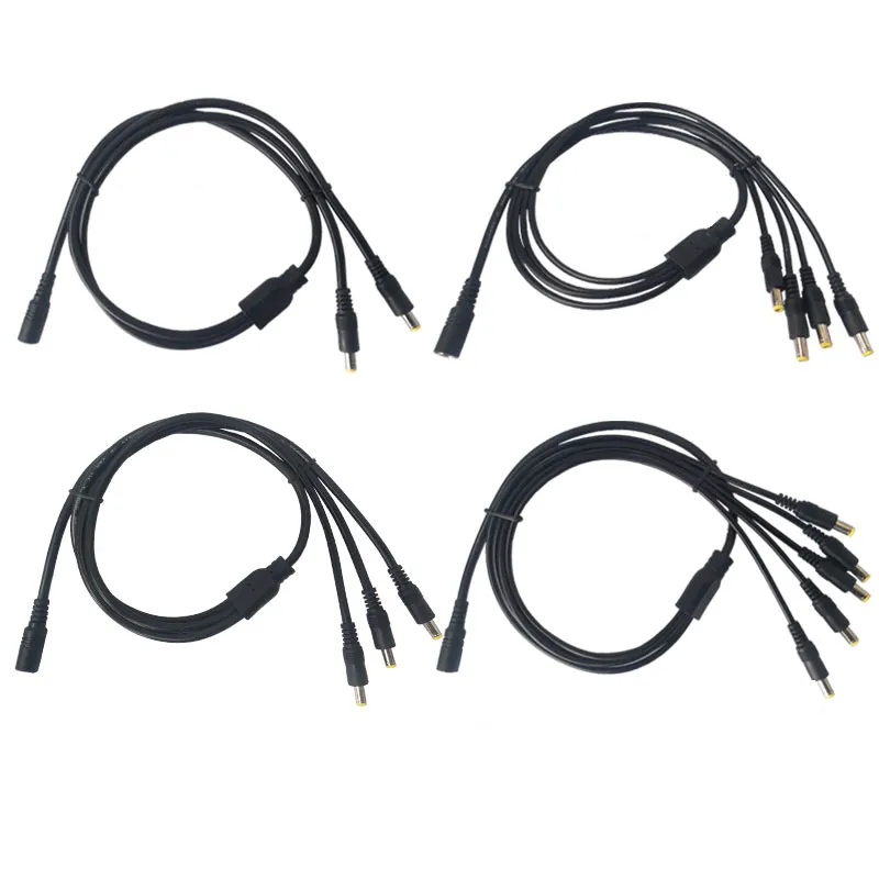 High-quality 1 Female to up to 8 Male 5.5mm X 2.1mm Y Adapter CCTV DC Power Supply Splitter Cable