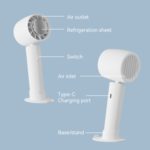 พัดลมทําความเย็นแบบเซมิคอนดักเตอร์ 100 ความเร็วลมน้ําแข็งระบายความร้อนแบบพกพามินิพัดลมตั้งโต๊ะพัดลมมือถือพร้อมที่วางโทรศัพท์มือถือ - Product Image 3