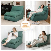 Sofá Seccional Modular Personalizado de Tela, Silla con Cojín de Lectura Removible Tipo Tatami, Relleno de Esponja, Diseño Moderno Comprimido al Vacío