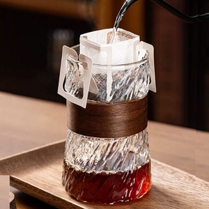 Bicchieri in Vetro Borosilicato Soffiato a Mano per Cappuccino, Latte, Espresso, Succhi e Tè, <span class=keywords><strong>Tazza</strong></span> Trasparente per Caffè Freddo con Manicotto in Bambù - Product Image 4