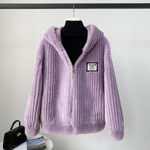 Cappotto Invernale da Donna in Lana d'Agnello, <span class=keywords><strong>Giacca</strong></span> Corta Calda in Pelliccia di Pecora JT3309 - Product Image 4