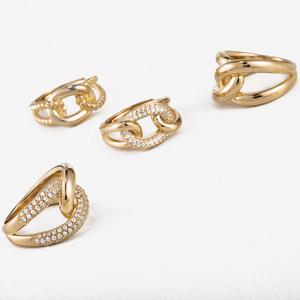 Chunky Phụ Nữ Tốt Đồng Bằng 18K 14K Mạ Vàng Twist Knot CZ Đồ Trang Sức 925 Silver Ring - Product Image 6