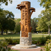 Totem en bois naturel pour parc écologique, point touristique, guide de direction, signalisation extérieure durable