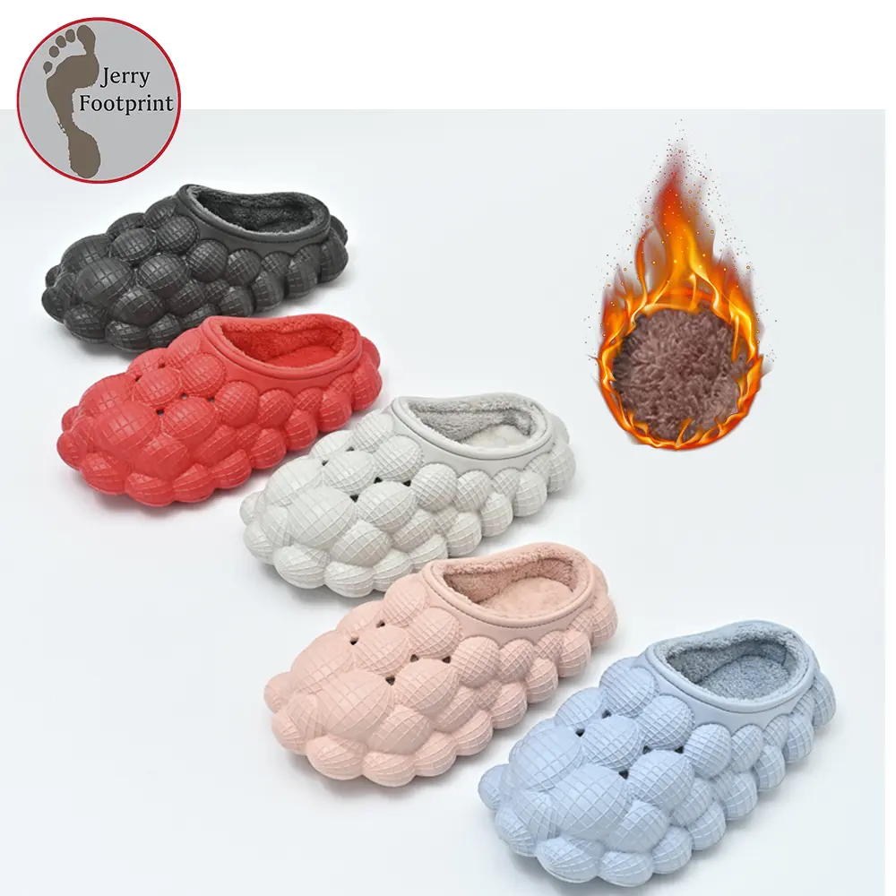 Cotton Winter Warm Slippers Peanut Grape Shoes Bubble Slide Clog Shoe