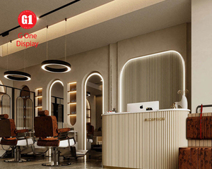 Aménagement de salon de coiffure de luxe avec miroir LED |   Design d'intérieur de salon de coiffure de haute qualité et mobilier de salon de beauté sur mesure - Product Image 5