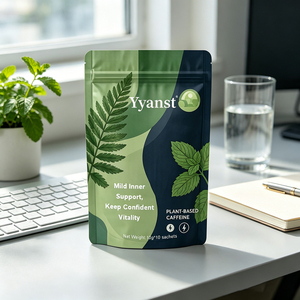 Café Botánico de Maca a Base de Plantas con Cafeína, 10g*10 Sobres, Diseño de Hojas Bicolor Verde y Azul Oscuro, Bolsa con Base, Venta al por Mayor OEM para Adultos - Product Image 6