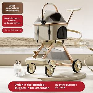Chariot pour animaux de compagnie en alliage d'aluminium pliable à un bouton léger en gros d'usine avec chariot transfrontalier pour chat et <span class=keywords><strong>chien</strong></span> en matériau Oxford - Product Image 5