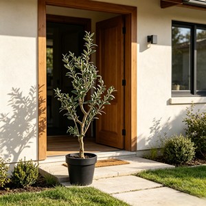  Knock Down Olive Tree Artificial Plant | Space <b>Saving</b> Faux Topiary Tree in <b>Pot</b> for Living Room Office | Easy Setup - Product Image 4