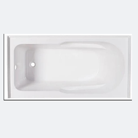 Baignoire autoportante rectangulaire en acrylique blanc avec jupe avant, moderne, portable, écologique, garantie 5 ans, pour salle de bain intérieure