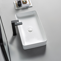 Fabricant de sanitaires de Chaozhou, lavabo rectangulaire en céramique moderne à poser sur le comptoir, lavabo de salle de bain