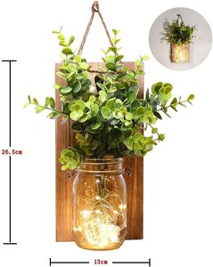 Apliques de Pared Rústicos, Apliques de Pared con Frascos de Vidrio, Decoración Rústica para el Hogar, Luces LED de Hadas, Planta Verde, Decoración de Interiores - Product Image 2