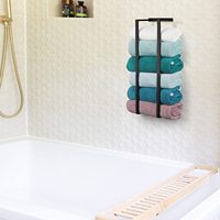 Porte-serviettes en fer pour salle de bain/salon, organisateur mural pour serviettes de toilette, de main ou de bain, couleur noire