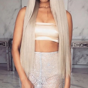 Abu pirang rambut manusia Wig renda penuh, bagian tengah rambut Virgin India mentah Wig pirang renda penuh dengan akar gelap - Product Image 3