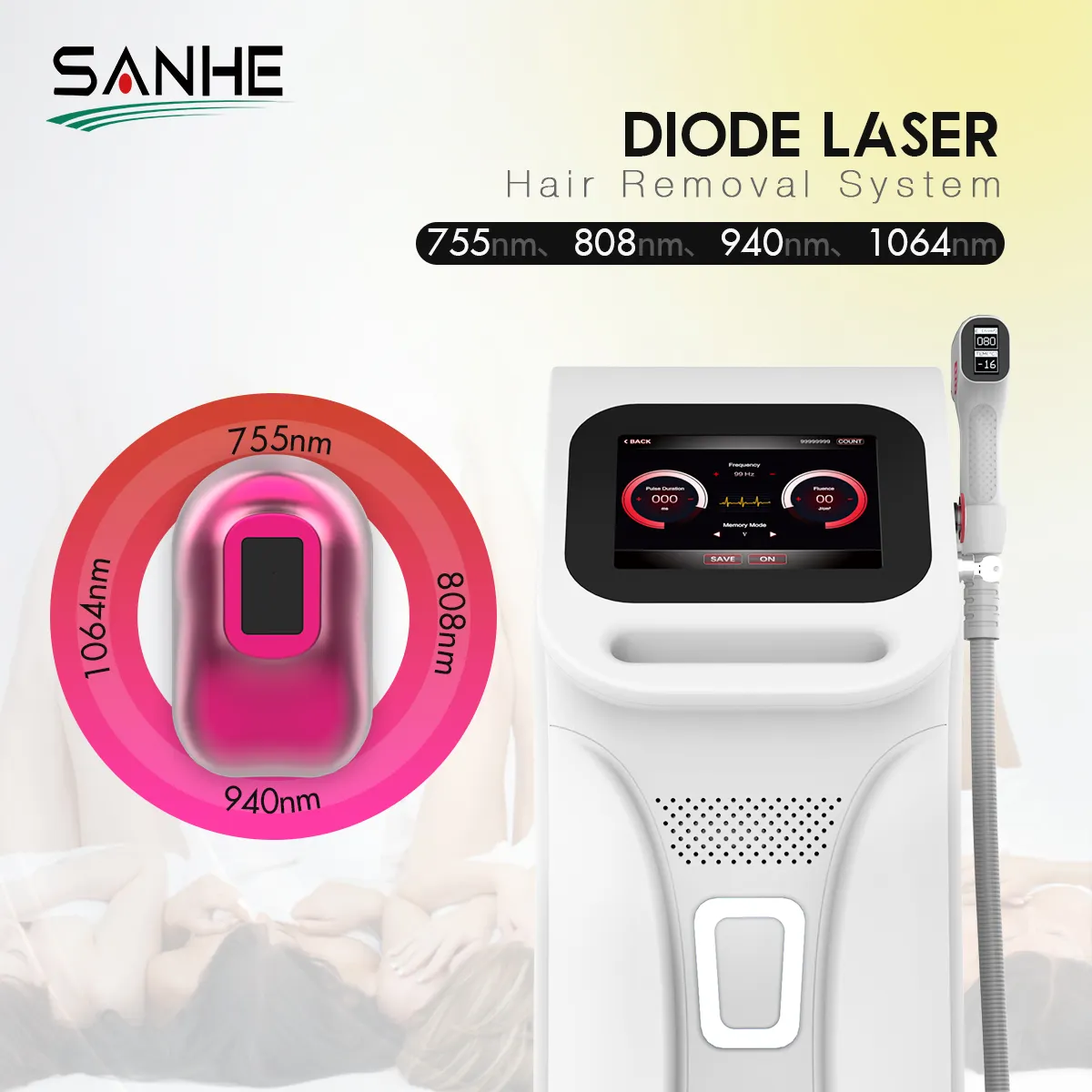 2024 CE Approved Design Salon Beauty Equipment 4 Wavelengths 755 808 940 1064nm Diode Laser Hair Removal 2000W Power Home Use