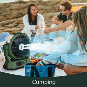 พัดลม USB แบบพกพา20000มิลลิแอมป์ต่อชั่วโมงรีโมทคอนโทรลไฟ LED พลังงานสำรองสำหรับรถยนต์บ้านกลางแจ้งตั้งแคมป์มีคุณสมบัติละอองน้ำรวมอยู่ด้วย - Product Image 6