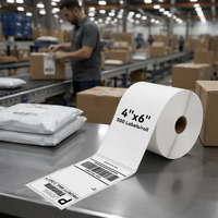 100x150 Gulungan Label Perekat Termal Langsung 4x6 Stiker Kompatibel Tahan Air Sensitif Panas Permukaan Barcode Termal Promosi