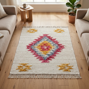 Tapis en laine fait main de haute qualité avec matériau en coton tissé pour la décoration de la maison, de la chambre, du salon, de la cuisine, de l'hôtel, Inde - Product Image 2