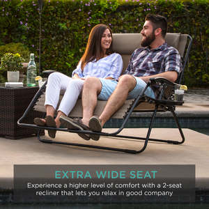 Danlong al aire libre <span class=keywords><strong>2</strong></span> personas doble playa sillón silla plegable jardín tumbona Silla de gravedad cero - Product Image 2