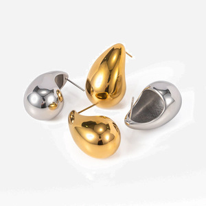 Water Drop Shape Zinc Alloy Drop <b>Earrings</b> 18K Gold Ear <b>Post</b> For Women Gift Jewelry - Product Image 1