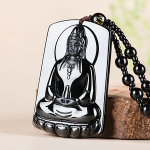 หยกธรรมชาติเลียนแบบหยกแท้ รูปทรงขวด พระพุทธรูปเจ้าแม่กวนอิม จี้หยก - Product Image 4