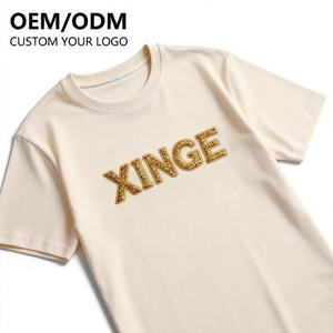 Nouveau T-shirt tendance 2026 style américain avec imprimé strass doré estampé à chaud, T-shirt homme en coton coupe oversize et courte style streetwear - Product Image 2