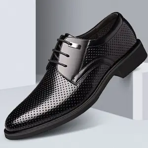 2022新製品紳士パーティーシューズノータイレース本革本靴高さ増加スタイリッシュな男性用ドレスシューズ