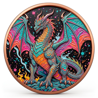 Pièce de monnaie en cuivre pur 999 de 1 oz, série Dragon de dessin animé, couleur UV 3D en relief, édition de collection, cadeau