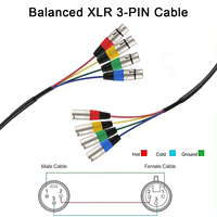 Câble audio multipaire XLR 4 canaux OEM coloré à faible bruit, mâle vers femelle, avec répartiteur XLR 3 broches pour table de mixage et haut-parleur