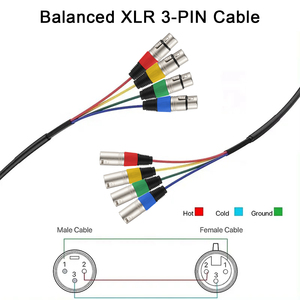 Nhà Máy OEM Màu Tiếng Ồn Thấp 4 Kênh <span class=keywords><strong>Xlr</strong></span> Nam Để <span class=keywords><strong>Xlr</strong></span> Nữ Âm Thanh Rắn 3 Pin <span class=keywords><strong>Xlr</strong></span> <span class=keywords><strong>Splitter</strong></span> Cáp Âm Thanh Dây Cho Mixer Loa - Product Image 4