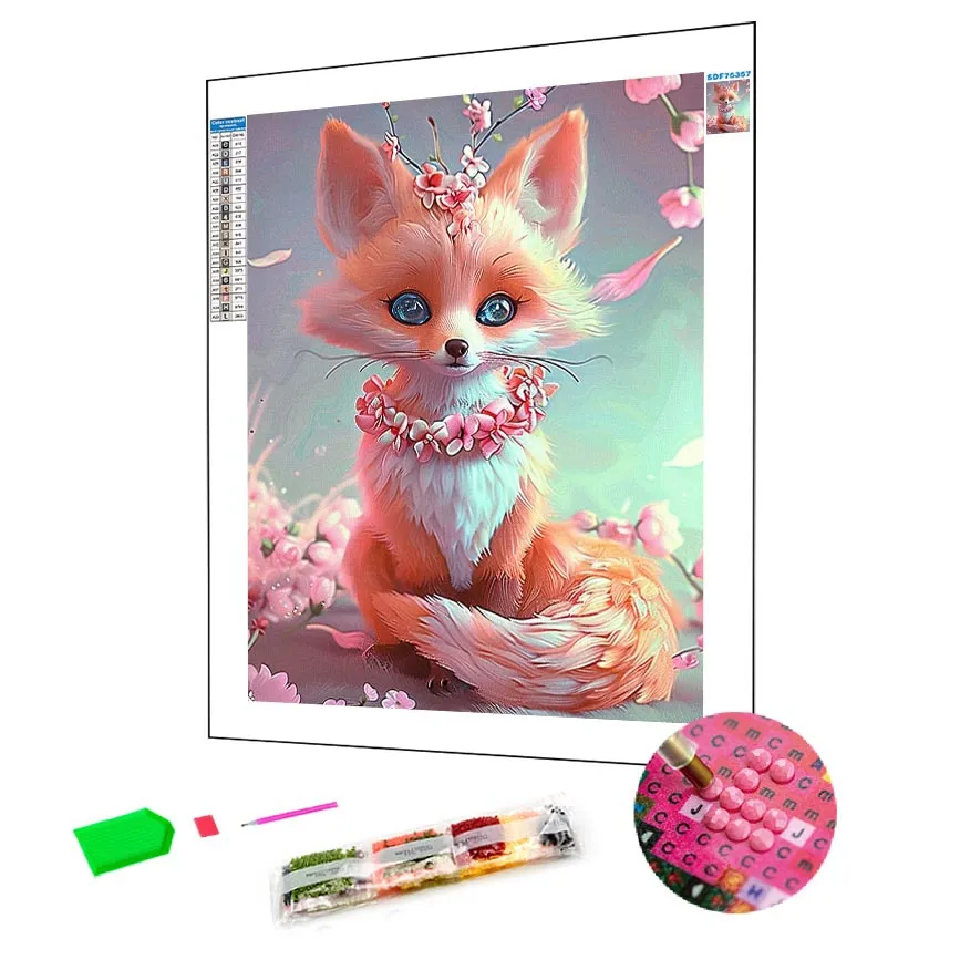 Série d'animaux Cartoon Fox Diamond Art Painting Kit DIY Diamond Embroidery Painting Decorative Wall Crystals Art Painting