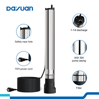 DAYUAN 0.5HP 0.75HP 1HP 147FT, baja tahan karat pita otomatis pompa air sumur dalam 220V pompa sumur dangkal irigasi