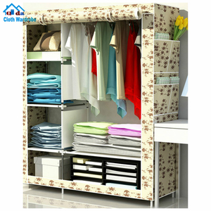 QIDA Metal Almirah Modern Fabric Assemble Bedroom Cloth <strong>Wardrobe</strong> <strong>Portable</strong> Metal Foldable <strong>Wardrobe</strong> - Product Image 4