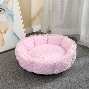 Rutschfester Boden Weich und Bequem Luxuriöses Rosa Umweltfreundliches Maschinenwaschbares Abnehmbares Rundes Hundebett für das Ganze Jahr - Product Image 3