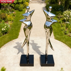 YOUFINE Romántico Paisaje al aire libre Instalación DE ARTE Escultura abstracta moderna de acero inoxidable de una estatua de pareja abrazada - Product Image 4