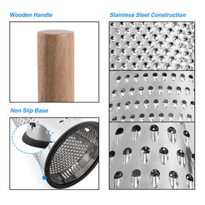 Boîte <span class=keywords><strong>à</strong></span> légumes <span class=keywords><strong>rotative</strong></span> professionnelle en acier inoxydable, <span class=keywords><strong>râpe</strong></span>, fromage et chocolats, broyeur avec poignée en <span class=keywords><strong>bois</strong></span>, ustensile de cuisine - Product Image 5