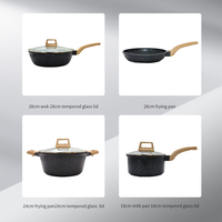 Ensemble de casseroles et poêles en aluminium antiadhésif, multi-pièces, avec couvercles en verre transparent, pour une distribution de chaleur optimale, pour la cuisine à domicile et en extérieur