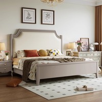 American Light Luxury Bois massif Paris Midsummer French Cream Style Double Master Bedroom High-end Soft Package Large Bed