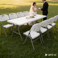Table pliante rectangulaire en plastique HDPE de 6 pieds, robuste, pliable en deux, pour jardin, banquet, location commerciale, terrasse