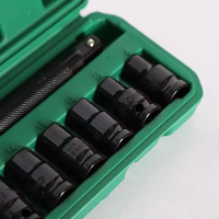 Jeu de douilles à chocs hexagonales de 1/2 pouce, 10 pièces, tailles métriques 8-24 mm, acier au chrome-vanadium, outils de réparation automobile manuels avec étui rigide