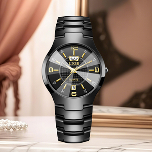 <span class=keywords><strong>Relojes</strong></span> de Cerámica Negros para Mujer con Indicador de Semana, Reloj Elegante de Vestir para Dama, Reloj de Pulsera con Fecha y Números Arábigos - Product Image 2