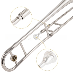 <span class=keywords><strong>Instrument</strong></span> de <span class=keywords><strong>trombone</strong></span> alto EB ton nickelé argent de bonne qualité OEM avec accessoires pour débutant - Product Image 2